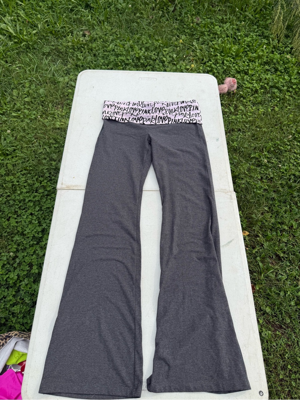 pink vs foldover flare leggings